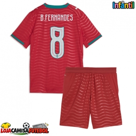 Camisa de Futebol Portugal Bruno Fernandes #8 Equipamento Principal Infantil Mundo 2026 Manga Curta (+ Calças curtas)